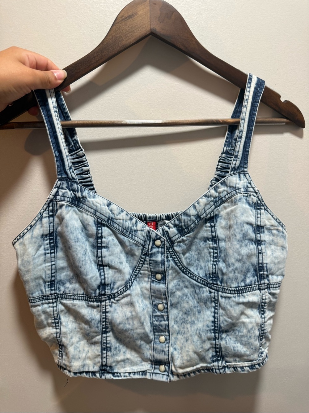H&M Divided Acid Wash Denim Bustier Crop Top Sexy Baddie Y2K Summer Size 10